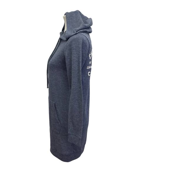 Upcycled Hand Printed Womens Small Farm Christmas Tree Farm 1/4 Zip Long Hoodie - Picture 3 of 4